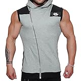 EU Men's Fitness Workout Gym Sleeveless Hoodie Bodybuilding Muscle Vest Light Grey US Large/Tag Size 2XL