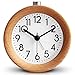 HaloVa Alarm Clock, Creative Fashion Silent Non Ticking Sweep Second Hand Bedside Desk Wooden Alarm Clock with Nightlight for Bedroom, Battery Operated