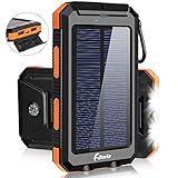 Solar Charger 20000mAh Power Bank, Portable Charger Solar Phone Charger with 2 USB Port 2 LED Light External Battery Pack for Emergency Travelling Camping, iPhone Android Cellphone Charging (Orange)