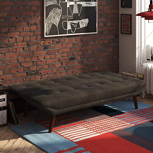 REALROOMS Adley Small Space Convertible Modern Futon Couch Lounger, Dark Grey Linen - Thumbnail 7