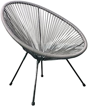 Acapulco Patio Chair All-Weather Weave Lounge Chair Patio Sun Oval Chair available for Indoor Outdoor,2 Piece Set,Grey