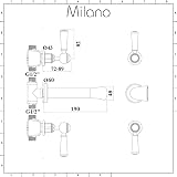 Milano Elizabeth Wall Mounted Bath Filler Tap Lever Handle Chrome White 3 Tap view 5