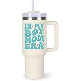 Boy Mom Cup Tumblers Gifts.40oz In My Boy Mom Era Tumbler with Handle.40oz Birthday Christmas Mothers Day Gifts for boy mom.