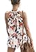 Assivia Women 2 Pieces Outfits Floral Print Halter Neck Crop Tops Jumpsuit Rompers Playsuits, White, Small
