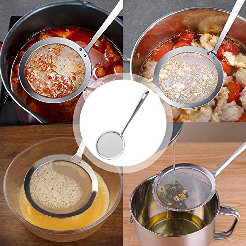 Set of 4 Stainless Steel Fine Mesh Strainer Sieve Colander Hot Pot Fat