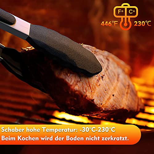10 Stück Silikon Küchenhelfer Set, Hitzebeständig Küchenutensilien BPA Antihaft Hitzebeständiger Holzgriff Schaber Silikonspatel Set Küchenbackwerkzeuge (Schwarz)
