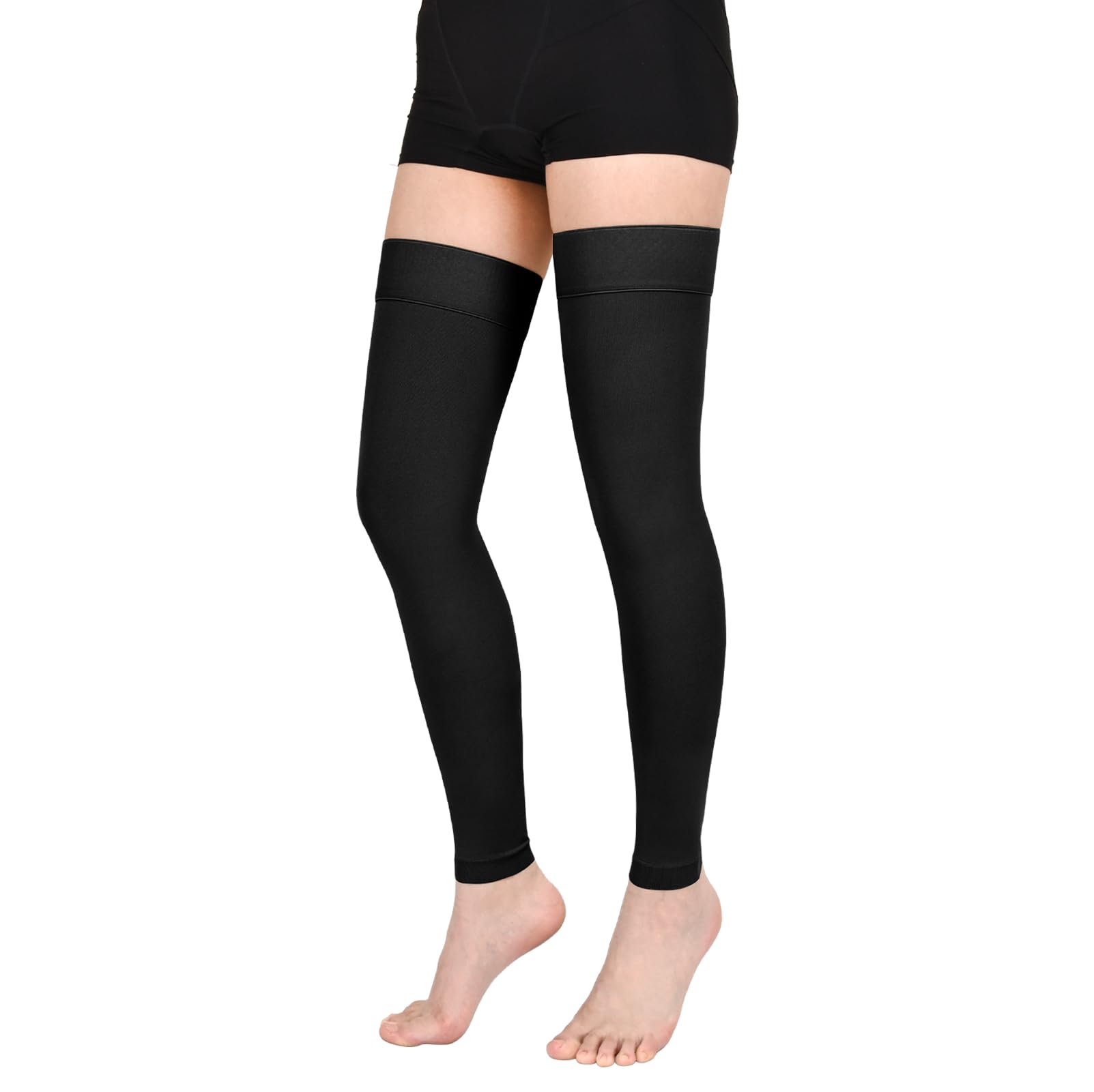 Photo 1 of Wegitcs 1 Pair Thigh High Compression Stockings for Women Men, 20-30mmHg Footless Graduated Compression Socks, Medical Support Sock for Varicose Veins, Edema, Post-Surgery, Sports (Black, Large)