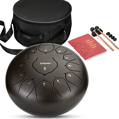 12 Inch 13 Note Steel Tongue Drum Percussion Instrument Lotus Hand Pan Drum with Drum Mallets Carry Bag - Thumbnail 4