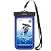 MoKo Waterproof Phone Pouch Holder, Underwater Cellphone Case Dry Bag with Lanyard Armband Compatible with iPhone 14 13 12 11 Pro Max X/Xr/Xs Max/SE 3, Samsung S21/S20/S10/S9, Blue