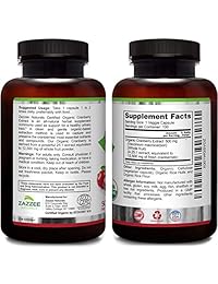 Zazzee USDA Organic Cranberry Extract, 12,500 mg Strength, 100 Veggie Caps, USDA Certified Organic, Potent 25:1 Extract, Made from Fresh Whole Organic Cranberries, Vegan, All-Natural and Non-GMO