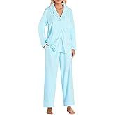 Latuza Women's Petite Size Button Down Pajamas Set Long Sleeve