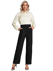 MakeMeChic Women's Satin Silk Long Sleeve Blouse