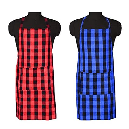 COMFORT WEAVE 100% Cotton Kitchen Apron Free Size - 65 X 80 cms with Front Centre Pocket