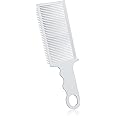 Barber Professional Anti-Static Heat Resistant Hair Cutting Combs Set - Curved, Flat Top, and Blending Combs for Men's Fades, Salon Styling Tools (White)