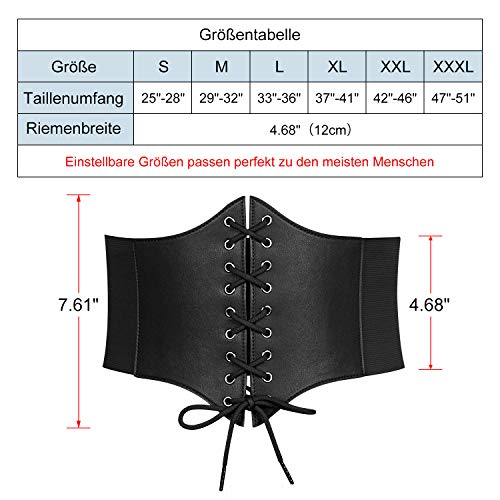 WERFORU Frauen Schwarz Tied Waspie Gürtel, Schnürgürtel, Korsett elastische Taille Gürtel