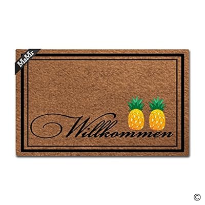 MsMr Doormat Entrance Floor Mat Willkommen Pineapple Mat Indoor Decorative Home and Office Door Mat 30 by 18 Inch 512gJrSwcWL