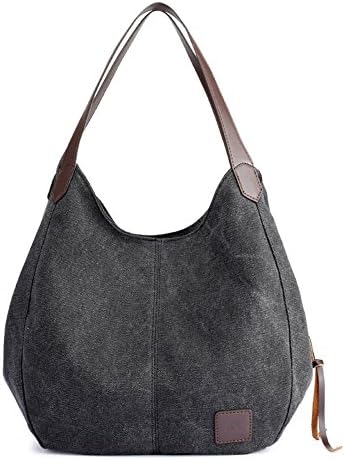 Alyssaa Women's Canvas Shoulder Handbags Ladies Casual Hobo Shopping Bags Cotton Totes Daily Purses