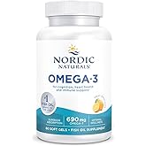 Nordic Naturals Omega-3, Lemon Flavor - 60 Soft Gels - 690 mg Omega-3 - Fish Oil - EPA & DHA - Immune Support, Brain & Heart Health, Optimal Wellness - Non-GMO - 30 Servings