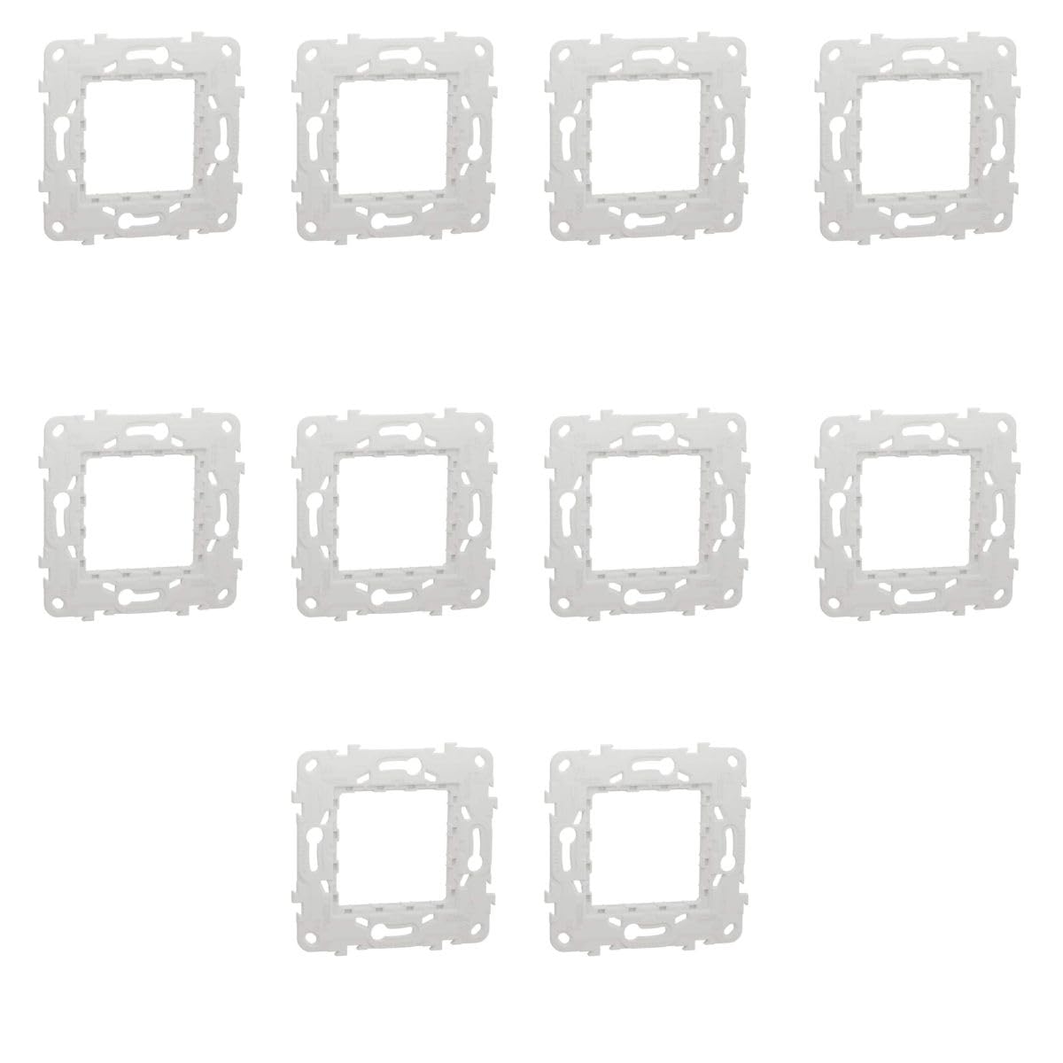 RASMACOR | Pack 10 Units Plastic frame without claws | SCHNEIDER New Unica NU7002P | Plastic frame for NEW UNICA series | 2 Modules