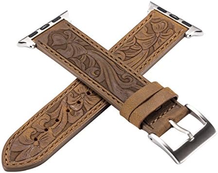 NUOYOU Watch Band 42mm Replacement Apple iWatch 42mm Genuine Leather Relief Replacement Watch Band (Crazyhorse,42mm)