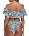 Tempt Me BlueTwo Piece Off The Shoulder Bikini Sets Ruffle Sexy Top with Low Waisted Bottom Bathing Suits for Women M