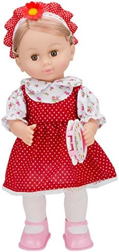 Meiyie 16 Inch Blonde Hair Pat Tambourine Twist Body Girl Sound Control Music Doll,Cloth May Vary
