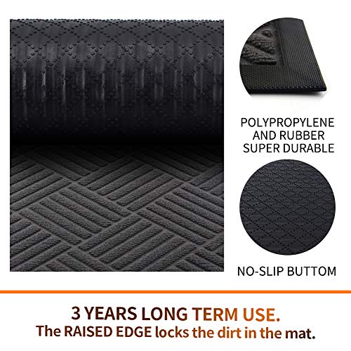 image for Mibao Durable Rubber Door Mat, Waterproof Non-Slip Easy Clean Low-Prof