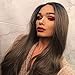 Sapphirewigs Black Ombre Brown Heat Resistant Hair Natural Wave Type Hand Tied Perruque Synthetic Lace Front Wig For Wedding Party