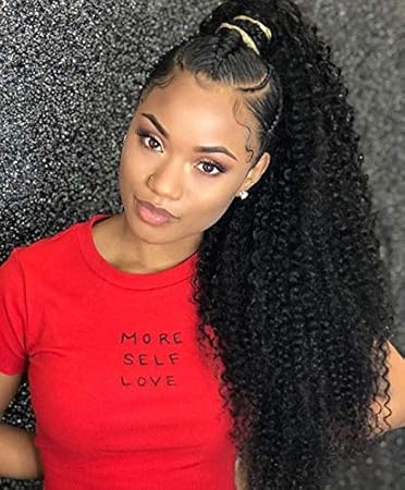 Youngsee Kinkys Curly Ponytail Hair Extensions Wrap Around Human Hair For Black Women 80g Set