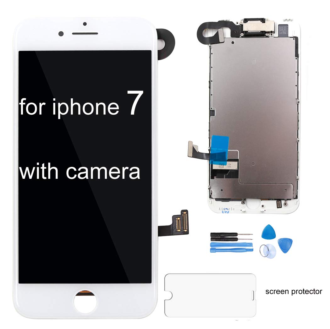 recyco Screen Replacement Compatible iPhone 7 Front Camera + Facing Proximity Sensor + Ear Speaker -4.7 inch LCD Display Digitizer 3D Touch Assembly + Tools White