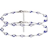 DIJUGS 3 Pcs Evil Eye Bracelets for Women Men 18K Gold Plated Stainless Steel Handmade Adjustable Amulet Evil Eyes Jewelry for Family Best Friends