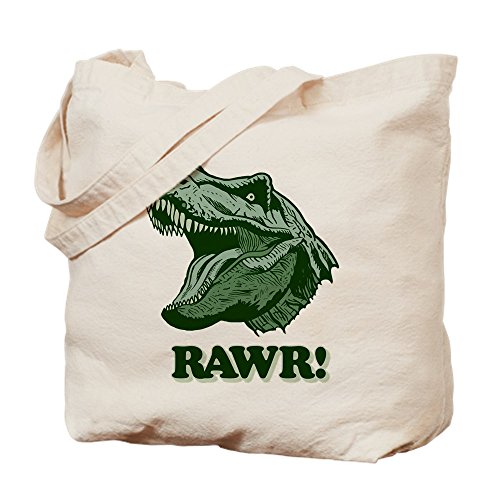CafePress 'I Love T Rex' Natural Canvas Tote Bag - Reusable Shopping Bag, Two Sizes, Professionally Printed