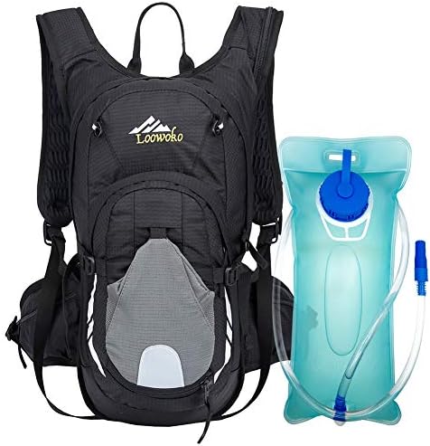 Loowoko 20L Hydration Riding Backpack with 2L Water Bladder, Multiple Pockets Includes Helmet mesh Belt Perfect for Cycling Running Camping Hiking