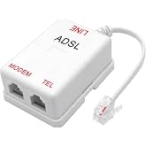 NECABLES DSL Filter Splitter for Phone Line and Internet | 6 Inductors Version RJ11 6P2C 1 Male to 2 Females White