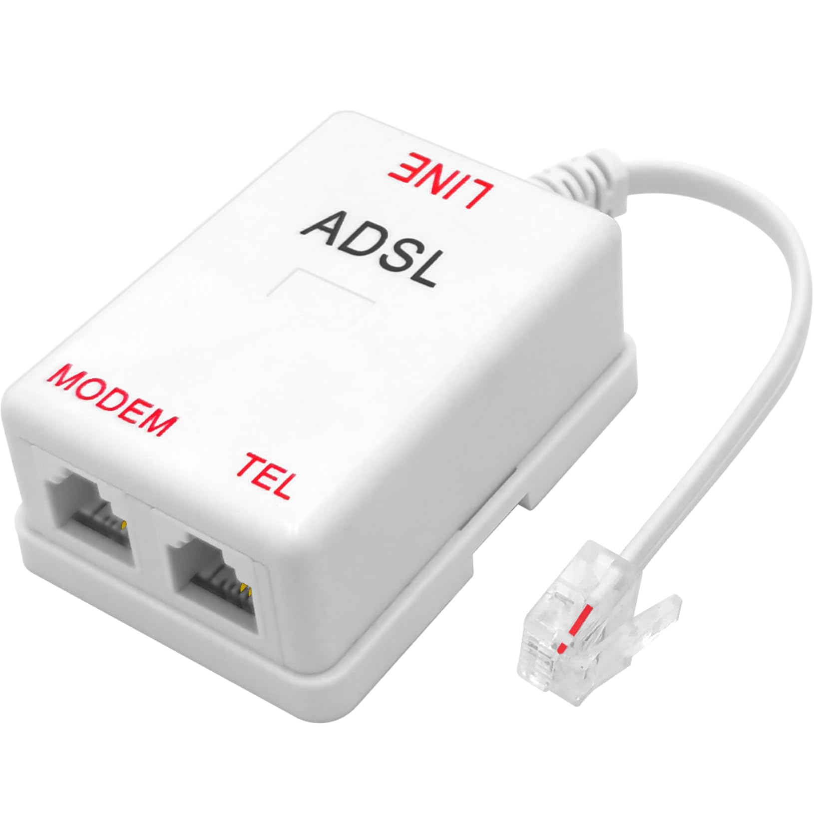 Photo 1 of NECABLES DSL Filter Splitter for Phone Line and Modem 6 Inductors Version RJ11 6P2C 1 Male to 2 Females White