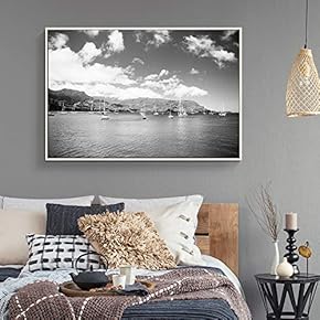 Floating Framed Canvas Wall Art for Living Room, Bedroom Black and White Water Canvas Prints for Home Decoration Ready to Hang - 16x24 inches