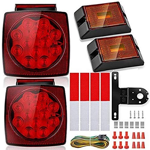 SUZCO Utility Led Boat Trailer Light Kit 12V, Low Profile Waterproof