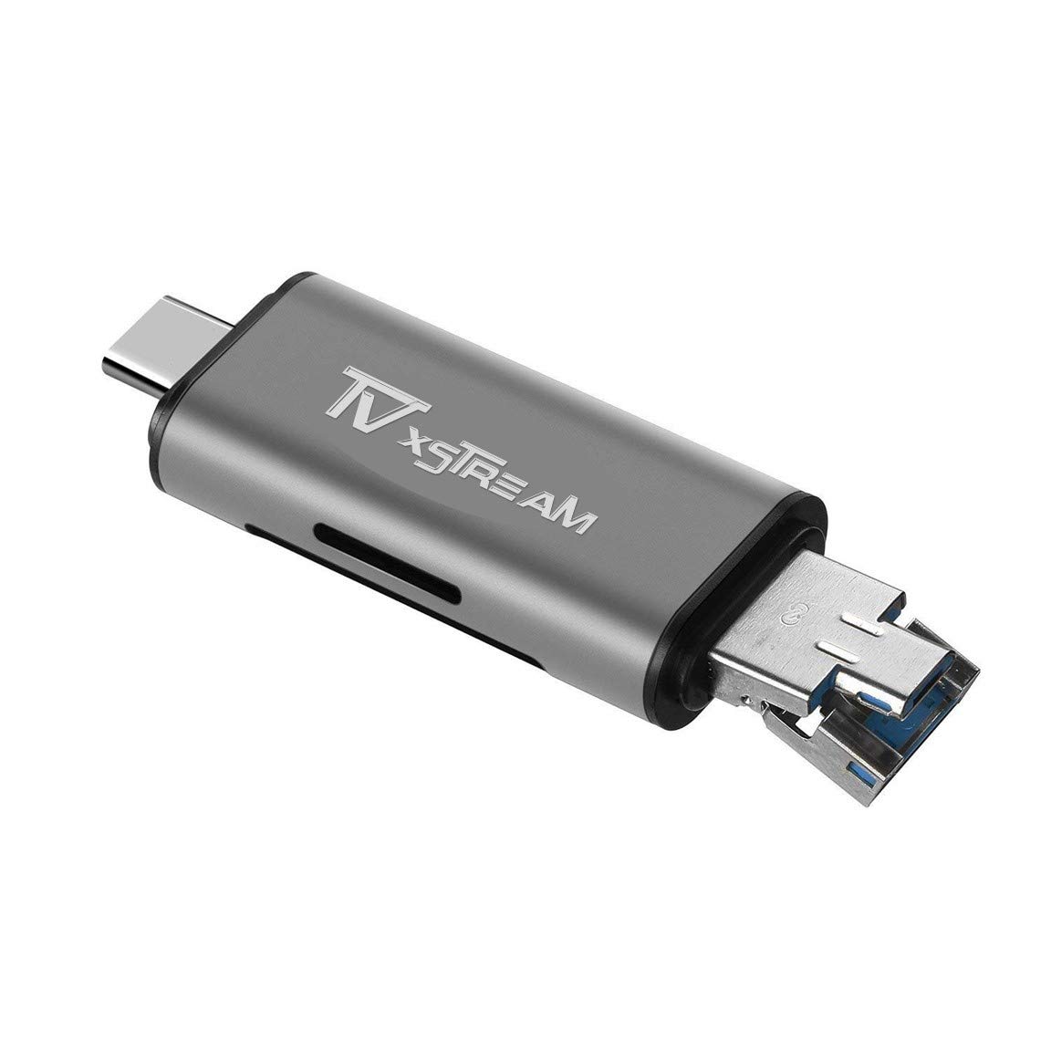 SD Card Reader, 3-in-1 USB 2.0 / USB C/Micro USB Card Reader - SD, Micro SD, SDXC, SDHC, Micro SDHC, Micro SDXC Memory Card Reader for MacBook PC Tablets Smartphones with OTG Function, Silver