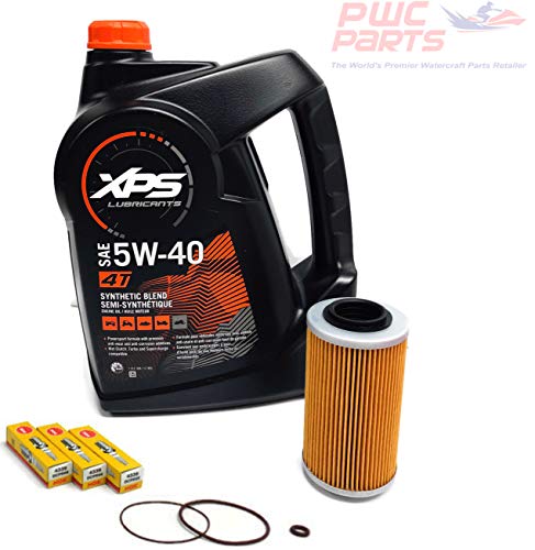 SeaDoo 4-TEC Oil Change Kit ALL 2002+ 4-TEC 130/155/185/215/255/260hp GTX RXT RXP RXP-X RXT-X GTI w/ 1 Gallon XPS 05W30 Oil, 4-TEC Oil Filter, O-Ring Kit, and NGK Spark Plug Set