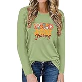 Vintage Fashion Shirt Women Floral Pattern Hippie Retro 70s Disco Peace Casual Long Sleeve Tops