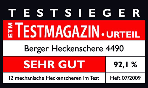 Berger hedge shear, wooden handle 4490 with straight blades, 2 sap grooves and wrist-gentle shock absorber