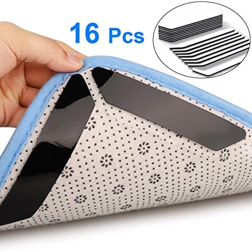 AISHN Rug Grippers, 16pcs Black Anti Curling Rug Gripper, Stops Rug Slipping, Anti Curling Non Slip Rug Gripper, Premium Anti Slip Carpet Gripper For Hard Floors Kitchen Bathroom