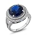 Gem Stone King 7.56 Cttw Blue Simulated Sapphire Ring In 925 Sterling Silver | Round 12MM | Wedding Engagement Anniversary Promise Ring For Women | Available in size 5, 6, 7, 8, 9