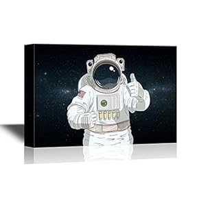 Canvas Wall Art - Astronaut Gesture Okay. Eps10 Vector Illustration - Gallery Wrap Modern Home Art | Ready to Hang - 12x18 inches