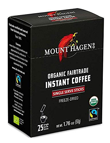 Mount Hagen, Organic Fairtrade Instant Coffee, 25 Single Serve Sticks, 1.76 oz (4 Pack)