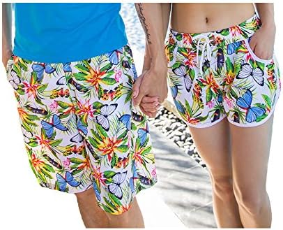 Mens Swim Trunks Butterflies Print Pants Women Swimwear Shorts Sets Slim Wear Front Tie with Pocket Couples Pants