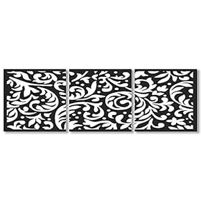 Canvas Wall Art Black and White Simple Pattern Painting Artwork for Home Prints Framed - 12"x12"x3 Panels