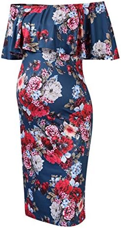 MissQee Women's Maternity Dress Off Shoulder Casual Maxi Dress
