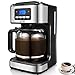 Programmable Coffee Maker, Aicok Coffee Maker 12 Cups, Drip Coffee Maker With Glass Coffee Pot, Programmable Clock/Timer, Permanent Reusable Filter, Black and Silver.