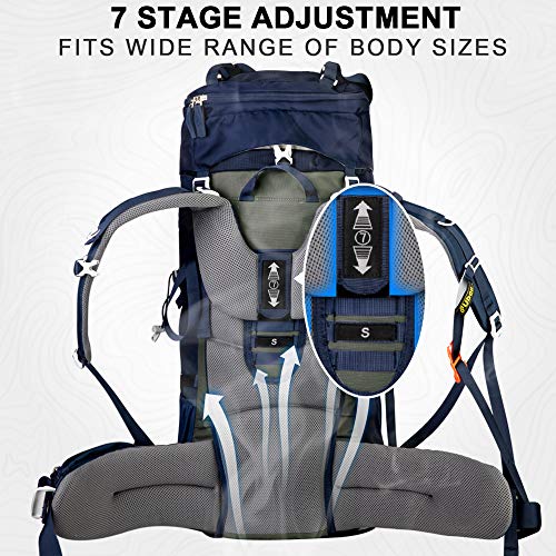 Ubon Framed Hiking Backpack with Rain Cover Backpacking Backpack 50+10L